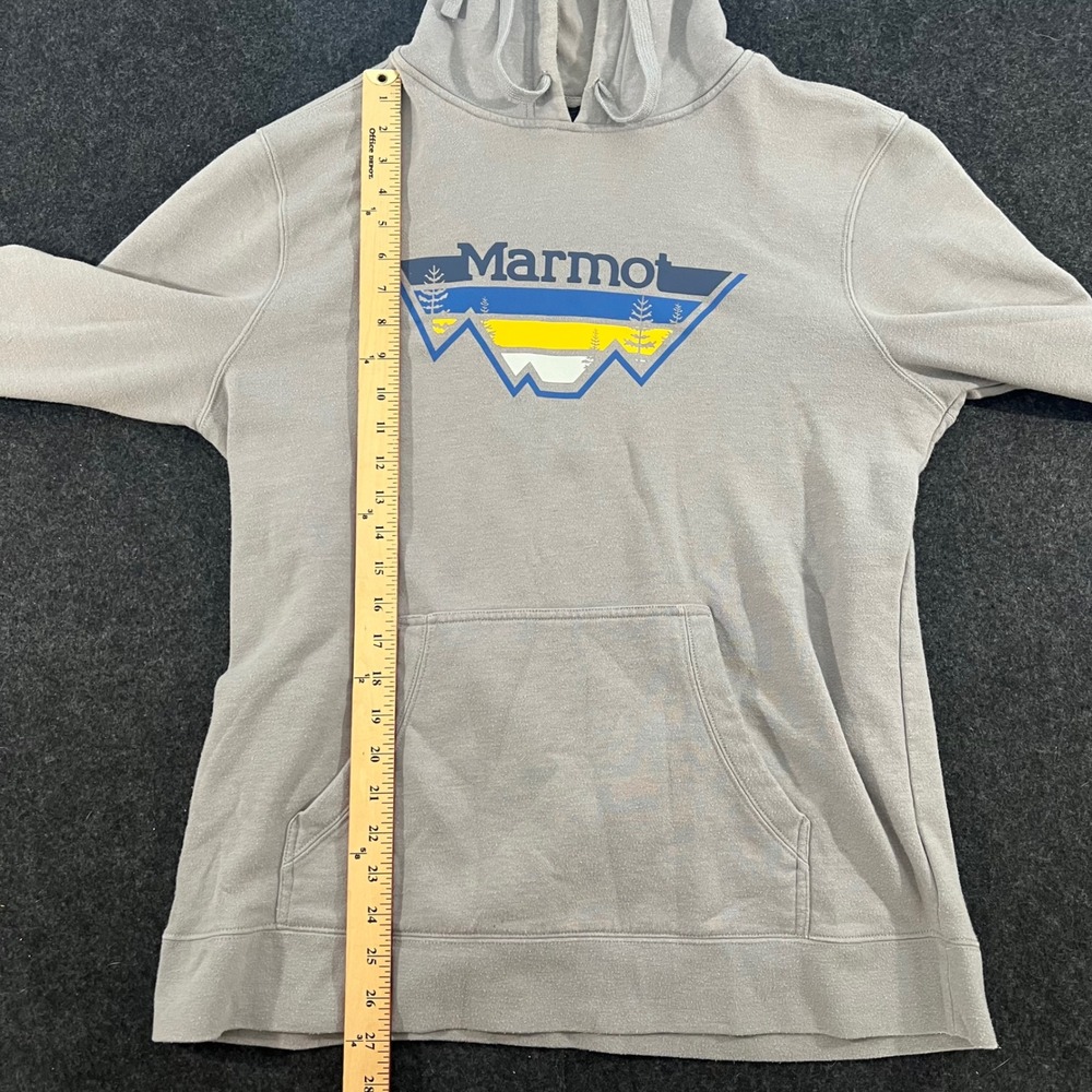 Marmot Hoodie Mens Large Gray Graphic Logo Mountain Hiking Gorpcore Pullover - Picture 7 of 7